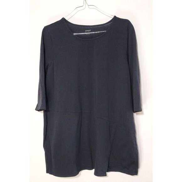 J Jill Pure Jill Womens sz L black 3/4 sleeve round neck Wrap tunic - Picture 1 of 11